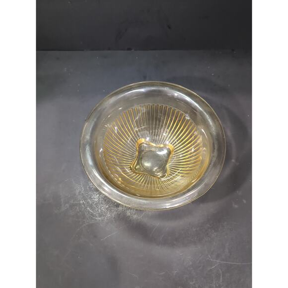 Federal Glass Amber Yellow Ribbed Mixing Bowl, 7.5" Nested Bowl, Vtg Kitchenware - Picture 2 of 8